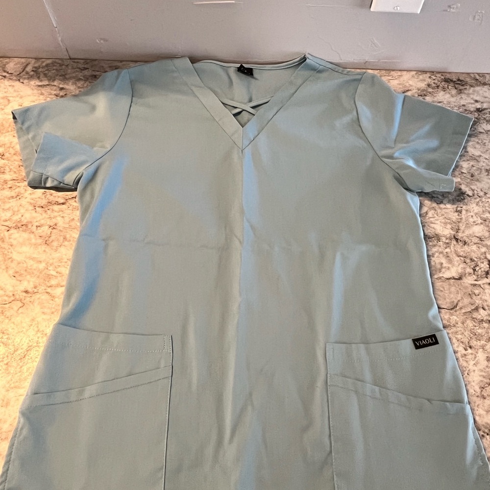 Light Blue Scrub Top